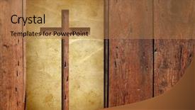  Presentation with old wood - Theme featuring easter religious - high resolution christian cross cut background and a gold colored foreground