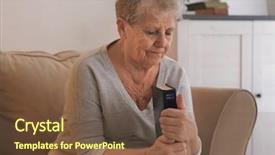  Presentation with religious bible - Slide deck having religious elderly woman praying background and a tawny brown colored foreground