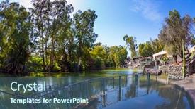  Presentation with religious - PPT theme featuring religious-ethnographic-and-photo-tourism background and a ocean colored foreground