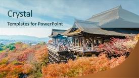  Presentation with kyoto - PPT theme enhanced with nippon - beautiful architecture in kiyomizu-dera temple background and a light blue colored foreground
