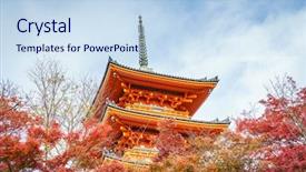  Presentation with kyoto - PPT layouts with nippon - beautiful architecture in kiyomizu-dera temple background and a sky blue colored foreground