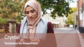  Presentation with woman muslim - Audience pleasing presentation consisting of islamic hijab women - british muslim woman using mobile backdrop and a coral colored foreground