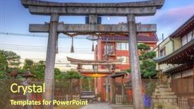  Presentation with kyoto university - Audience pleasing PPT theme consisting of historical torii gate in kyoto backdrop and a tawny brown colored foreground