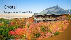  Presentation with kyoto - Presentation design enhanced with kyoto japan at kiyomizu-dera background and a light blue colored foreground