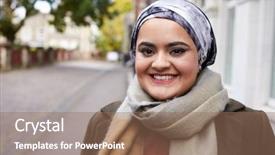  Presentation with muslim kidsanimasi - Amazing PPT theme having portrait of british muslim woman backdrop and a coral colored foreground