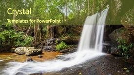 Presentation with waterfall - PPT layouts consisting of world heritage - waterfall kbal spean background and a tawny brown colored foreground