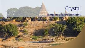  Presentation with myanmar bagan - Theme with religious freedom - boats and pagoda in bagan background and a sky blue colored foreground