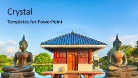  Presentation with hinduism - Slide set enhanced with religious hinduism - seema malaka temple on beira background and a light blue colored foreground