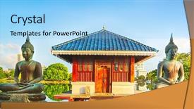  Presentation with hinduism - Colorful theme enhanced with religious hinduism - seema malaka temple on beira backdrop and a light blue colored foreground