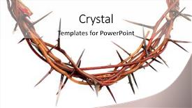  Presentation with crown thorns - Theme with religious humility - crown made of thorns isolated background and a white colored foreground