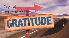  Presentation with gratitude - Amazing slide set having religious humility - gratitude sign with road background backdrop and a coral colored foreground