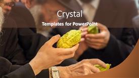  Presentation with religious - Theme enhanced with religious jew with a gray beard and glasses chooses etrog for the holiday sukkot the annual pre-holiday bazaar in jerusalem the concept of religious ethnographic and photo tourism background and a tawny brown colored foreground