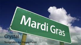  Presentation with mardi gras - PPT theme consisting of religious lent - mardi gras road sign background and a ocean colored foreground