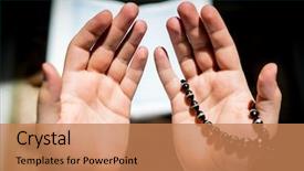  Presentation with rosary - Colorful PPT layouts enhanced with religious mercy - muslim man hands holding rosary backdrop and a coral colored foreground