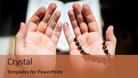  Presentation with rosary - Audience pleasing slide deck consisting of religious mercy - muslim man hands holding rosary backdrop and a red colored foreground