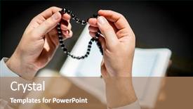  Presentation with rosary - Slide deck featuring religious mercy - muslim man hands holding rosary background and a coral colored foreground