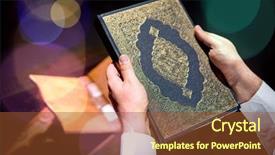  Presentation with rosary - Colorful theme enhanced with religious mercy - muslim man hands holding rosary backdrop and a tawny brown colored foreground