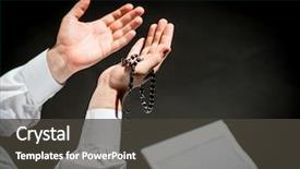  Presentation with ramadan - Cool new PPT theme with religious mercy - muslim man praying for god backdrop and a dark gray colored foreground