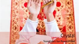  Presentation with omrah muslim people praying - Colorful slides enhanced with religious moeslem - asian muslim woman praying backdrop and a coral colored foreground