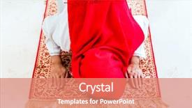  Presentation with quran - Amazing PPT layouts having religious moeslem - asian muslim woman praying backdrop and a coral colored foreground