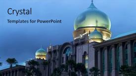  Presentation with islamic architecture - Slides featuring religious moeslem - islamic architecture in dusk long background and a light blue colored foreground