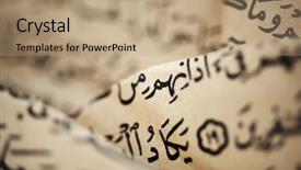  Presentation with old arabic - Presentation theme consisting of religious moeslem - old arabic scripts koran background and a coral colored foreground