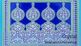  Presentation with religious - Beautiful slide deck featuring religious moeslem - tiled background with oriental ornaments backdrop and a light blue colored foreground