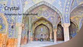  Presentation with mosque iran - Cool new PPT layouts with religious moeslem - tiled oriental arcs and pillars backdrop and a light blue colored foreground