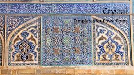  Presentation with mosque iran - Colorful slide set enhanced with blue polymer mass with a gloss wave dough or mud like structure in blue shades backdrop and a ocean colored foreground