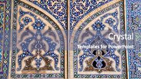  Presentation with mosque iran - Cool new slide deck with religious moeslem - tiled oriental mosaic wall backdrop and a ocean colored foreground