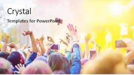  Presentation with holi festival - Beautiful PPT theme featuring religious music - crowd of people dancing backdrop and a sky blue colored foreground