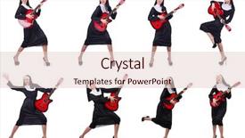  Presentation with nun - Slide deck with religious music - nun with guitar isolated background and a lemonade colored foreground