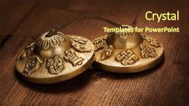  Presentation with buddhist mountain - Presentation enhanced with religious music - tibetan buddhist tingsha cymbals background and a tawny brown colored foreground