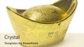  Presentation with clipping - Cool new slides with religious new year - chinese ingot clipping path included backdrop and a yellow colored foreground