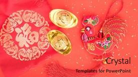 Presentation with doll - Presentation having religious new year - tradition chinese knot cloth doll background and a red colored foreground