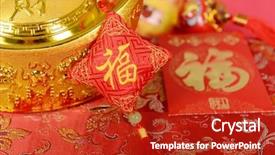  Presentation with chinese new year - Amazing theme having religious new year - traditional chinese knot on white backdrop and a crimson colored foreground
