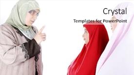  Presentation with religious - Presentation theme consisting of religious obedience - teacher muslim with two girls background and a  colored foreground