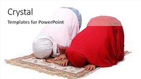  Presentation with muslim - PPT theme with religious obedience - young muslim girls in traditional background and a white colored foreground