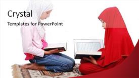  Presentation with muslim tombstone - Beautiful theme featuring religious obedience - young muslim girls in traditional backdrop and a white colored foreground