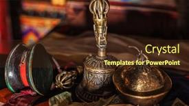  Presentation with religious - PPT layouts having religious-objects-in-buddhist-monastery background and a tawny brown colored foreground