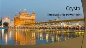  Presentation with sikhism - Theme having religious sikhism - golden temple harmandir sahib background and a light blue colored foreground