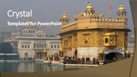  Presentation with sikhism - PPT layouts consisting of religious sikhism - harmandir sahib on a bright background and a gray colored foreground