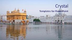  Presentation with sikhism - Cool new PPT layouts with religious sikhism - morning view at golden temple backdrop and a sky blue colored foreground