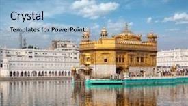  Presentation with sikhism - Audience pleasing presentation consisting of religious sikhism - sikh gurdwara golden temple harmandir backdrop and a light blue colored foreground