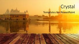  Presentation with sikhism - Slide set with religious sikhism - sunrise at golden temple background and a yellow colored foreground