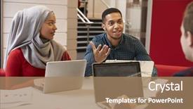  Presentation with university - Theme consisting of religious studies - group of university students collaborating background and a coral colored foreground