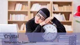  Presentation with religious - Amazing theme having religious studies - muslim girl in hijab studying backdrop and a coral colored foreground