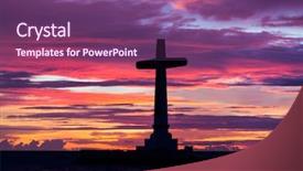  Presentation with religious symbols - Colorful slide set enhanced with religious symbols - catholic cross silhouette backdrop and a violet colored foreground