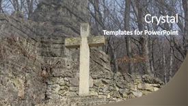  Presentation with religious symbols - PPT theme consisting of religious symbols - concrete cross on hill side background and a  colored foreground