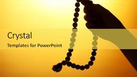  Presentation with rosary - PPT theme with religious symbols - female hands with rosary background and a yellow colored foreground
